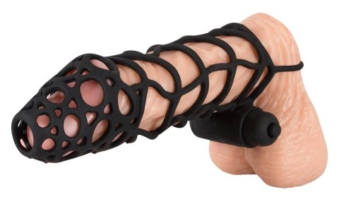 Black Velvets elastyczna nakładka z mini wibratorem, czarna, 14 cm Black Velvets elastyczna nakładka z mini wibratorem, czarna, 14 cm