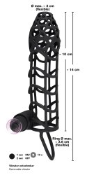 Black Velvets elastyczna nakładka z mini wibratorem, czarna, 14 cm