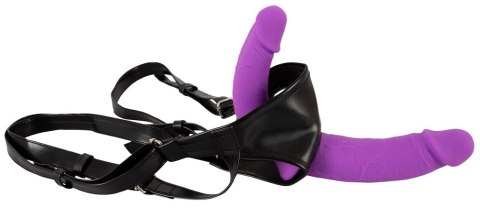 Sweet Smile Double Strap-On Fioletowy - Regulowana uprząż z silikonowymi wkładami Sweet Smile Double Strap-On Fioletowy - Regulowana uprząż z silikonowymi wkładami