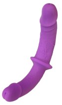 Sweet Smile Double Strap-On Fioletowy - Regulowana uprząż z silikonowymi wkładami