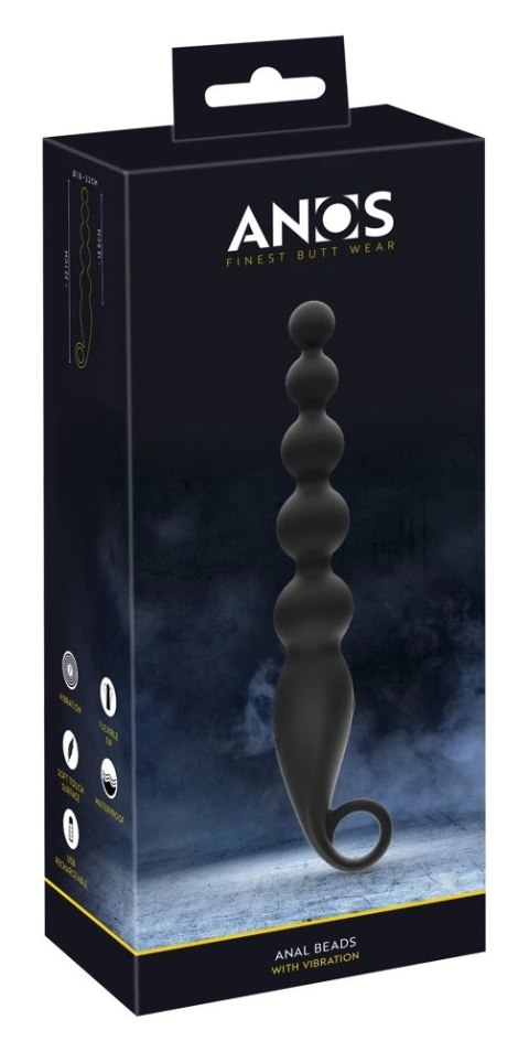 ANOS Wibrator Kulowy Silikonowy 22 cm Czarny 7 Trybow Wodoodporny