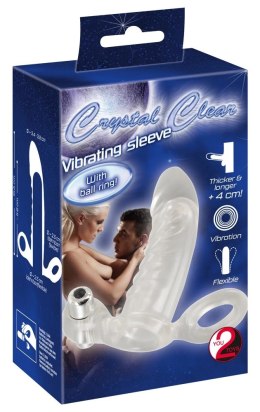 Crystal Clear Sleeve - Przezroczysty model z wibracją i pierścieniem