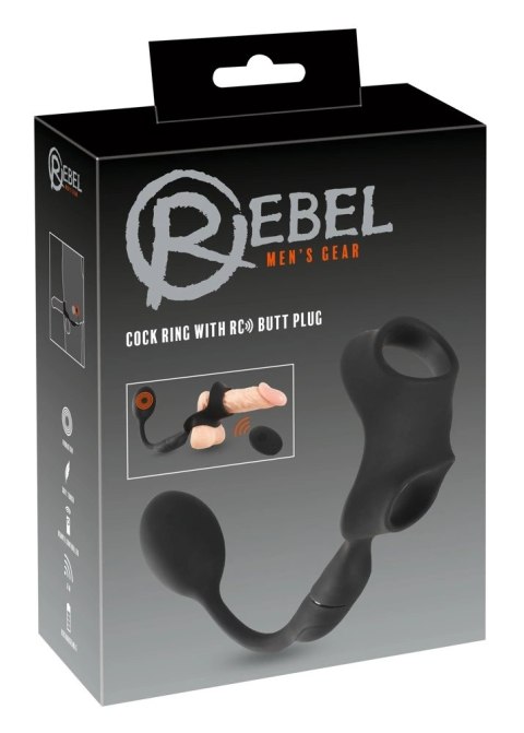 Rebel RC System - Pierścień Intymny z Wibrującą Wtyczką, Czarny, 33 cm Rebel RC System - Pierścień Intymny z Wibrującą Wtyczką, Czarny, 33 cm