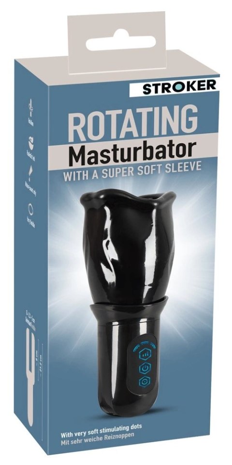 Stroker Rotating - Czarna maszyna intymna z 4 trybami i miękkim rękawem Stroker Rotating - Czarna maszyna intymna z 4 trybami i miękkim rękawem