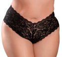 HookUp Panties Pleasure Pearls Stringi koronkowe z perełkami XL-XXL czarne