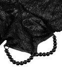 HookUp Panties Pleasure Pearls Stringi koronkowe z perełkami XL-XXL czarne
