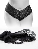 HookUp Panties Pleasure Pearls Stringi koronkowe z perełkami XL-XXL czarne