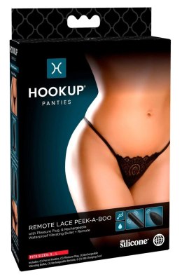 HookUp Panties Remote Lace Peek-a-Boo majtki S-L z pilotem USB czarne