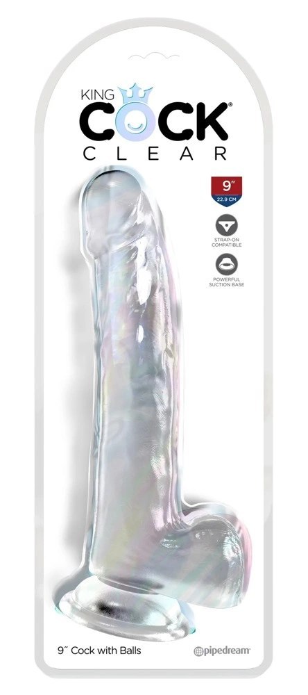 King Cock Clear 23 cm - Transparentny model z przyssawką i podstawą King Cock Clear 23 cm - Transparentny model z przyssawką i podstawą