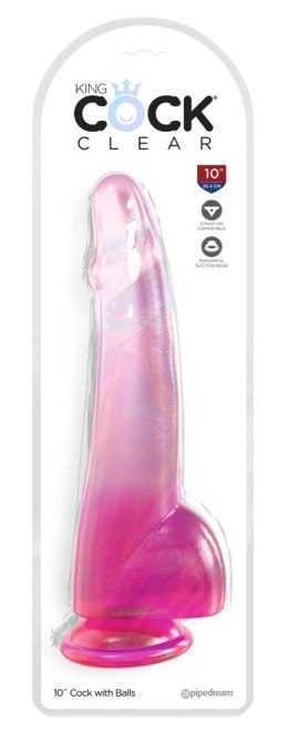 King Cock Clear model 25 cm przezroczysty-rożowy z mocną podstawą