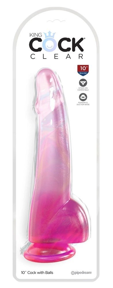 King Cock Clear model 25 cm przezroczysty-rożowy z mocną podstawą