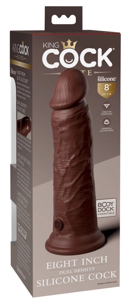 King Cock Elite 8" silikonowy model z przyssawką, brązowy, 20 cm King Cock Elite 8" silikonowy model z przyssawką, brązowy, 20 cm
