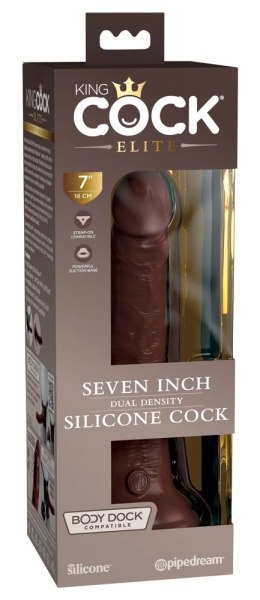 King Cock Elite Silikonowy Model z Przyssawką 18 cm Brązowy