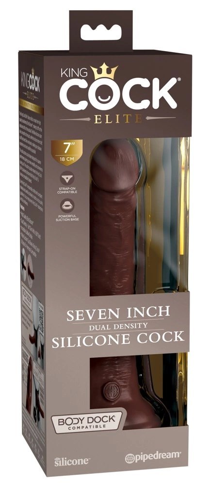 King Cock Elite Silikonowy Model z Przyssawką 18 cm Brązowy