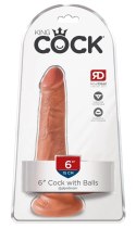 King Cock Model 6" Naturalny Anatomiczny z Przyssawką 15 cm ciemny