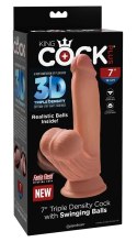 King Cock Plus 18 cm Triple Density - model z kulkami i przyssawką, ciemny