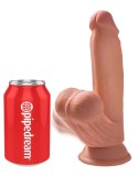 King Cock Plus 18 cm Triple Density - model z kulkami i przyssawką, ciemny