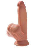 King Cock Plus 18 cm Triple Density - model z kulkami i przyssawką, ciemny