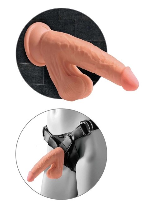 King Cock Plus 18 cm Triple Density - model z kulkami i przyssawką, ciemny King Cock Plus 18 cm Triple Density - model z kulkami i przyssawką, ciemny
