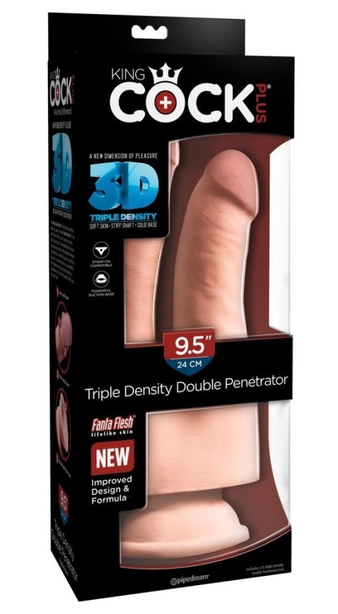King Cock Plus Duo Model 24 cm jasny - podwojny system intymny TPE z przyssawką King Cock Plus Duo Model 24 cm jasny - podwojny system intymny TPE z przyssawką