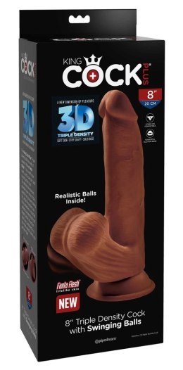 King Cock Plus Triple Density 20 cm ciemny - model z kulkami i przyssawką