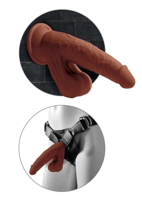King Cock Plus Triple Density 20 cm ciemny - model z kulkami i przyssawką King Cock Plus Triple Density 20 cm ciemny - model z kulkami i przyssawką