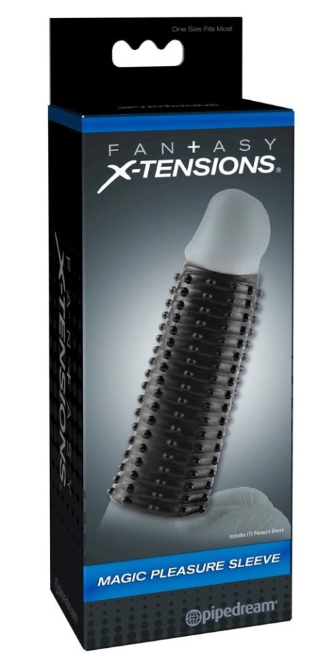 Fantasy X-Tensions Czarna nakładka stymulująca z wypustkami 14cm TPR