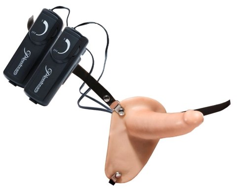 Fetish Fantasy Series Uprząż z Podwojnym Wibratorem Cielista 15cm/10cm Fetish Fantasy Series Uprząż z Podwojnym Wibratorem Cielista 15cm/10cm