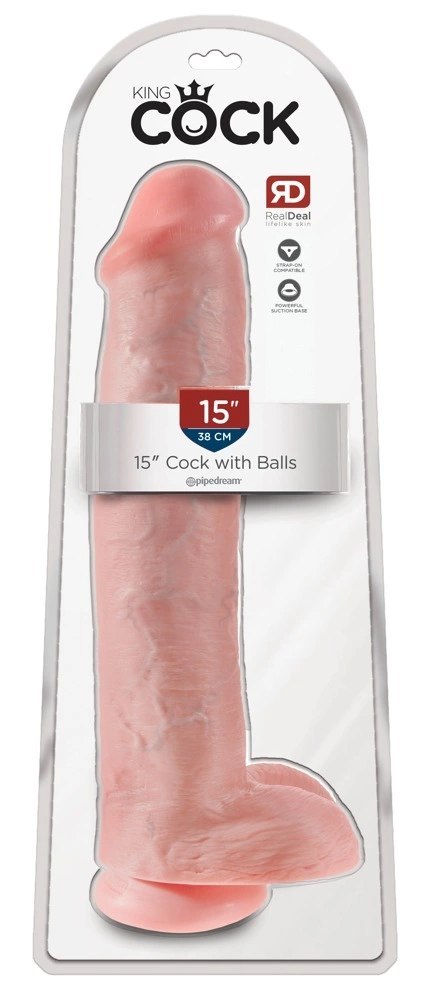 King Cock 38 cm Model z Przyssawką Jasny PVC - Duży Format King Cock 38 cm Model z Przyssawką Jasny PVC - Duży Format