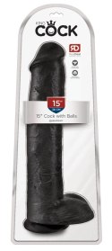 King Cock Duży Model Anatomiczny z Przyssawką 38 cm Czarny PVC