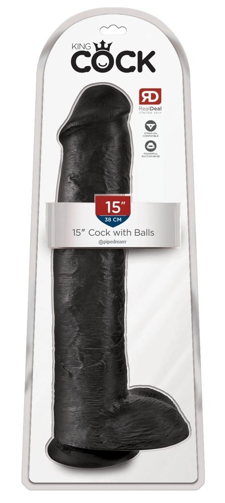 King Cock Duży Model Anatomiczny z Przyssawką 38 cm Czarny PVC King Cock Duży Model Anatomiczny z Przyssawką 38 cm Czarny PVC