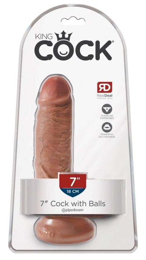 King Cock Model 18 cm z podstawą, ciemny odcień skory, PVC King Cock Model 18 cm z podstawą, ciemny odcień skory, PVC