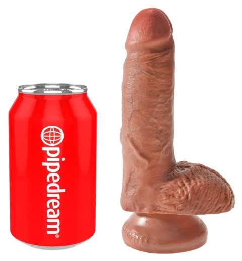 King Cock Model 18 cm z podstawą, ciemny odcień skory, PVC King Cock Model 18 cm z podstawą, ciemny odcień skory, PVC