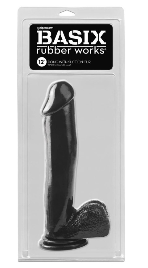 Pipedream Basix model czarny 31 cm z przyssawką, elastyczny PVC