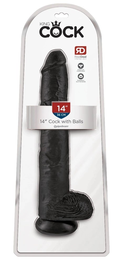 Pipedream King Cock model 36 cm czarny z przyssawką, PVC Pipedream King Cock model 36 cm czarny z przyssawką, PVC