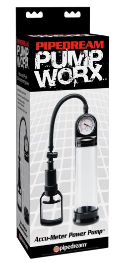 Pipedream Pump Worx Accu-Meter - Przezroczysta pompa z manometrem 28,5 cm